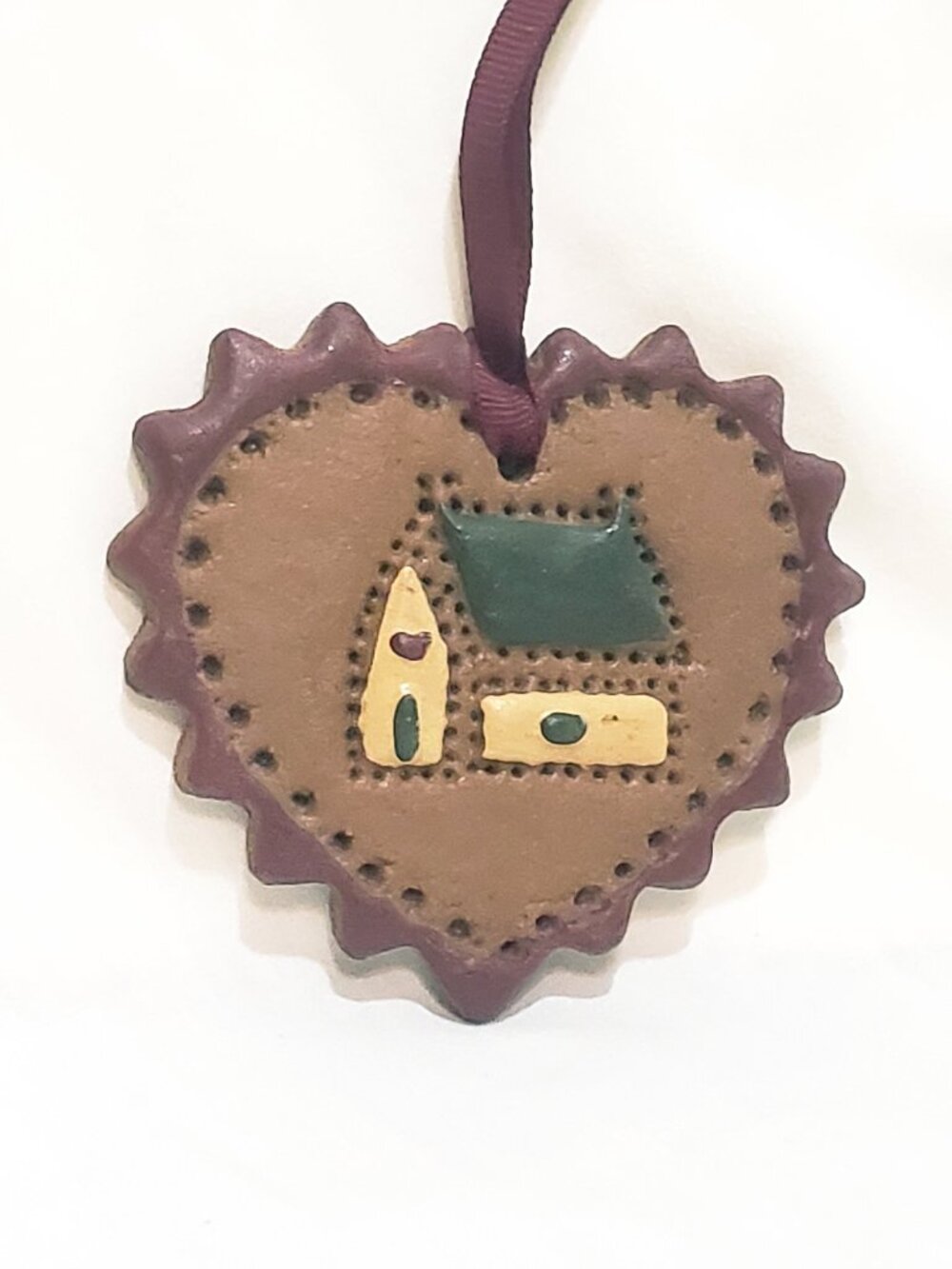 House Heart Christmas Ornament 3" Resin Brown